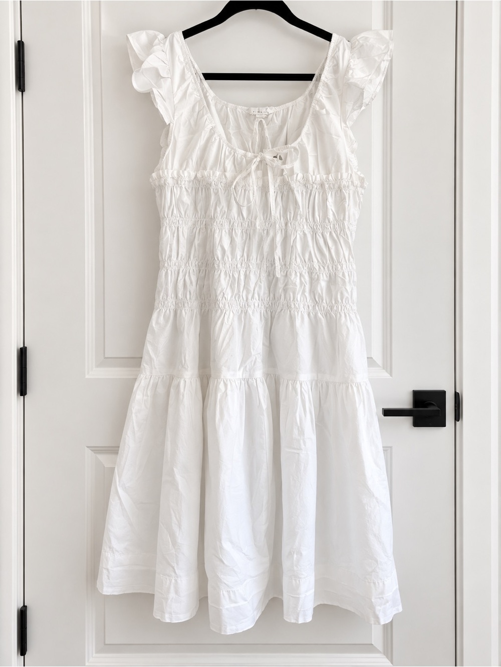 White Ruffle Sleeve Dress